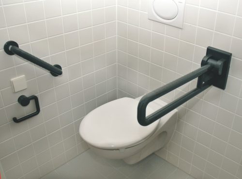 Toilet met Normbau Nylon-beugels en wc-rolhouder