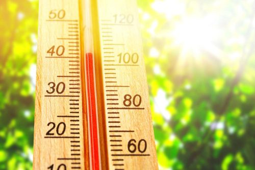 Thermometer geeft 40 graden aan